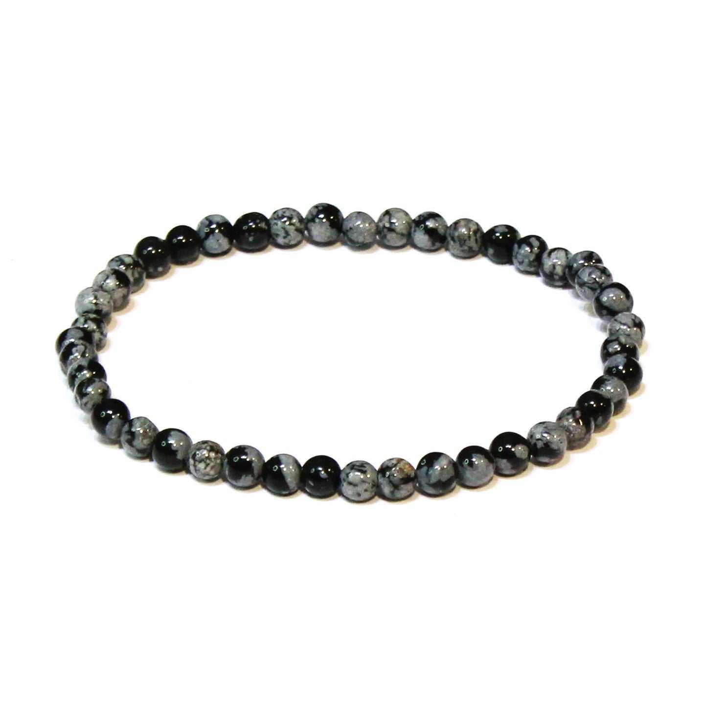 Snowflake Obsidian Bracelet 4mm - Sacred Crystals Bracelets