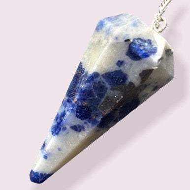 Sodalite Pendulum 6 sided point - Sacred Crystals Pendulums