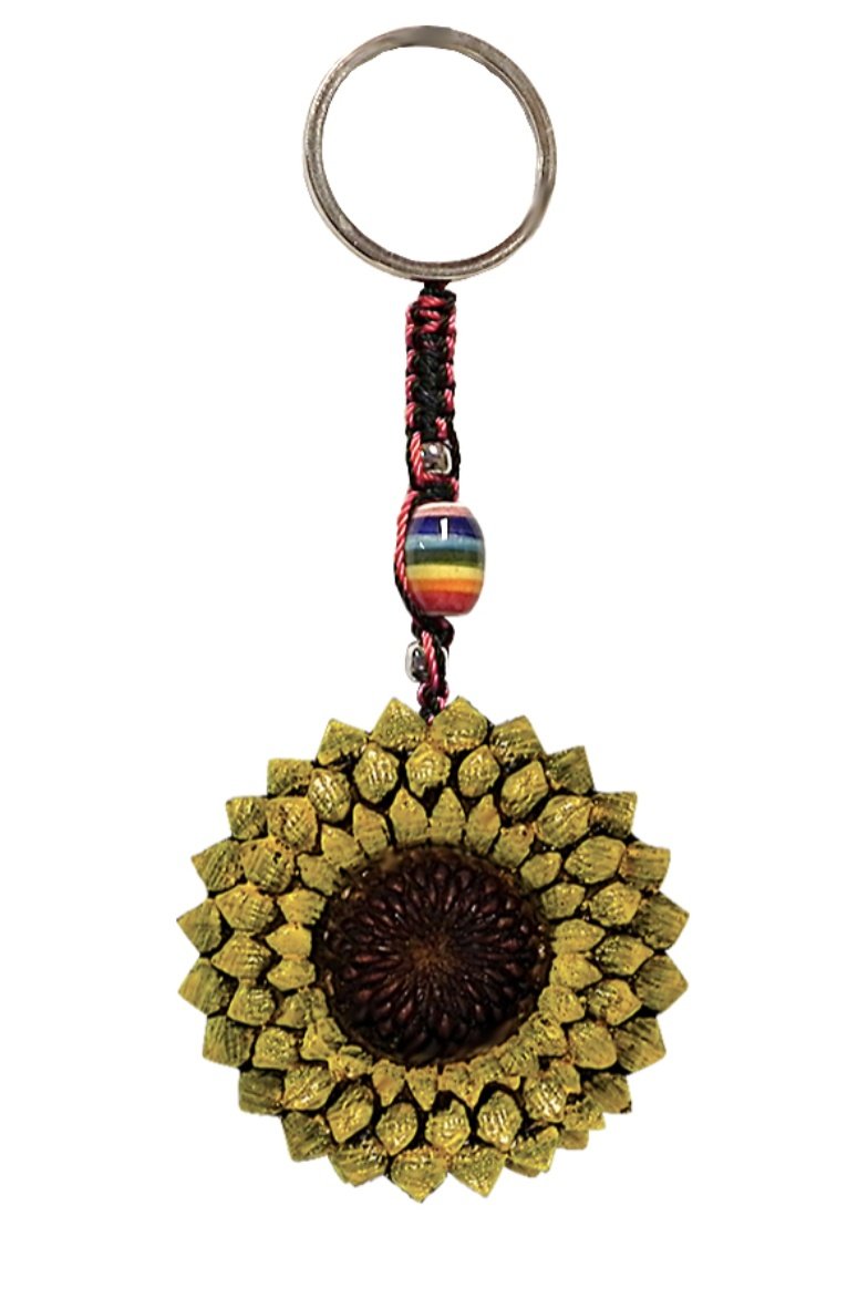 Sun Flower Key Chain Hand Crafted - Sacred Crystals Keychains