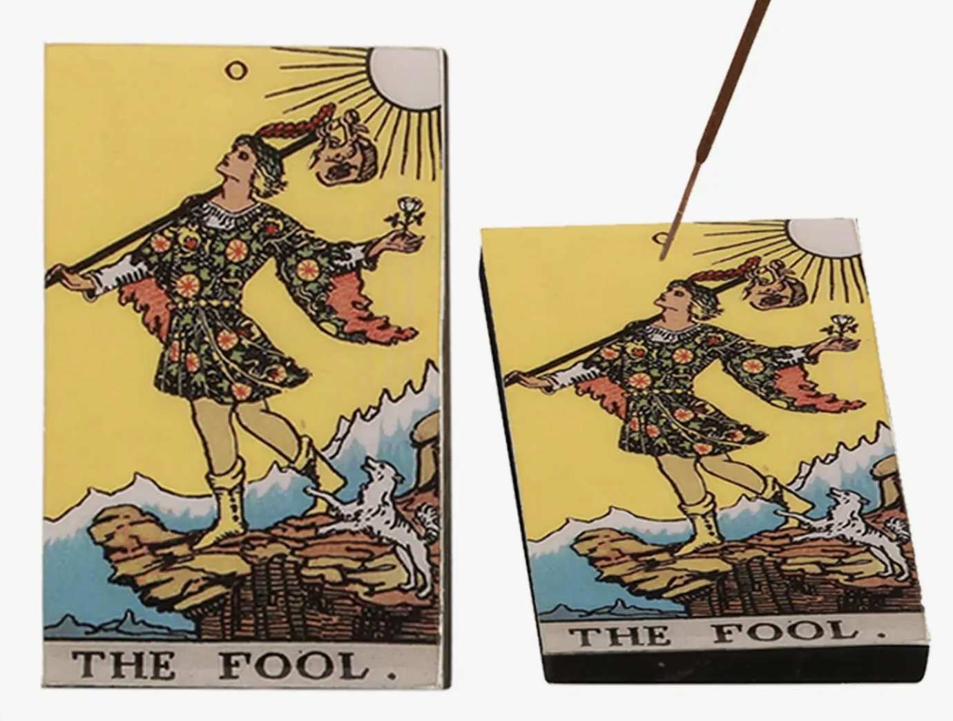 The Fool Tarot Wooden Ash Catcher 3x5&quot; - Sacred Crystals Incense Burners