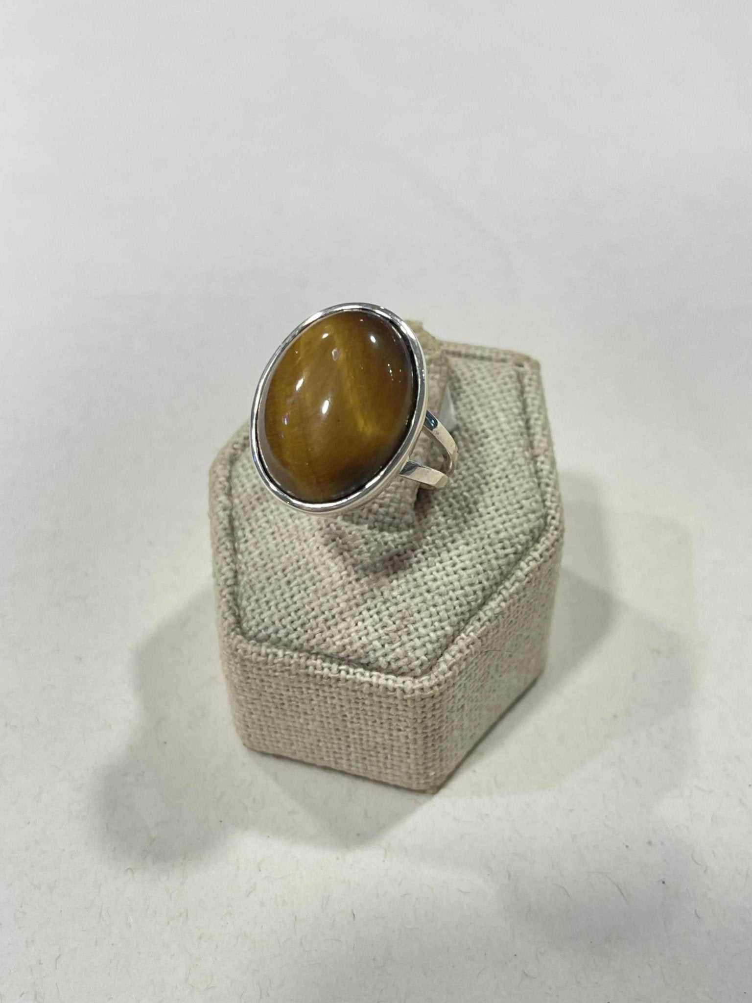 Tiger Eye Ring Size 8- "Big Beauty" - Sacred Crystals Rings