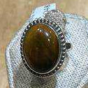 Tiger Eye Ring Size 8 - "Roped Circle" - Sacred Crystals Rings
