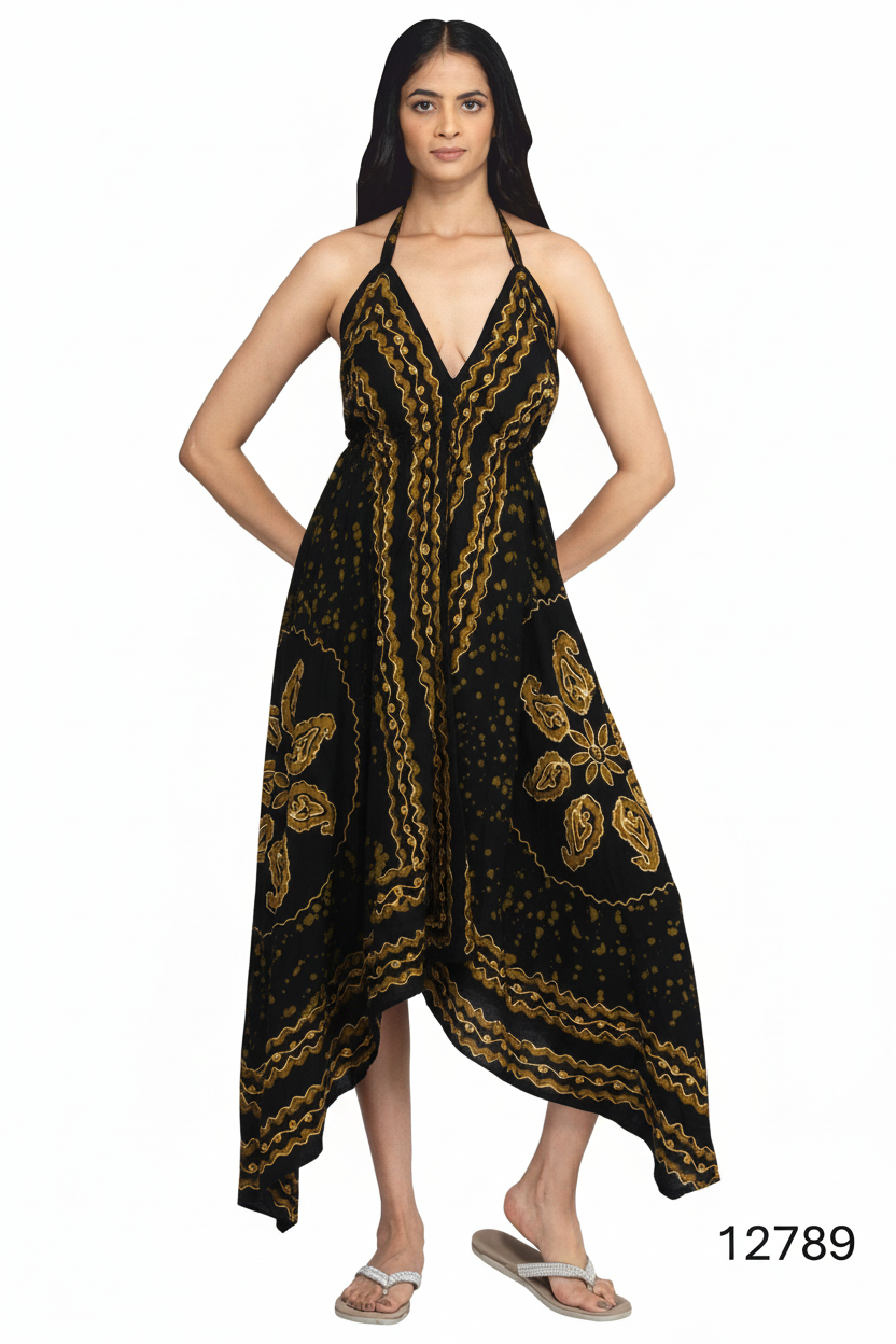 Yellow &amp; Black Paisley Sundress