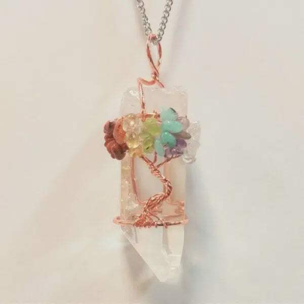 Quartz/Copper/Tree of Life/Chakra Power Pendant Necklace