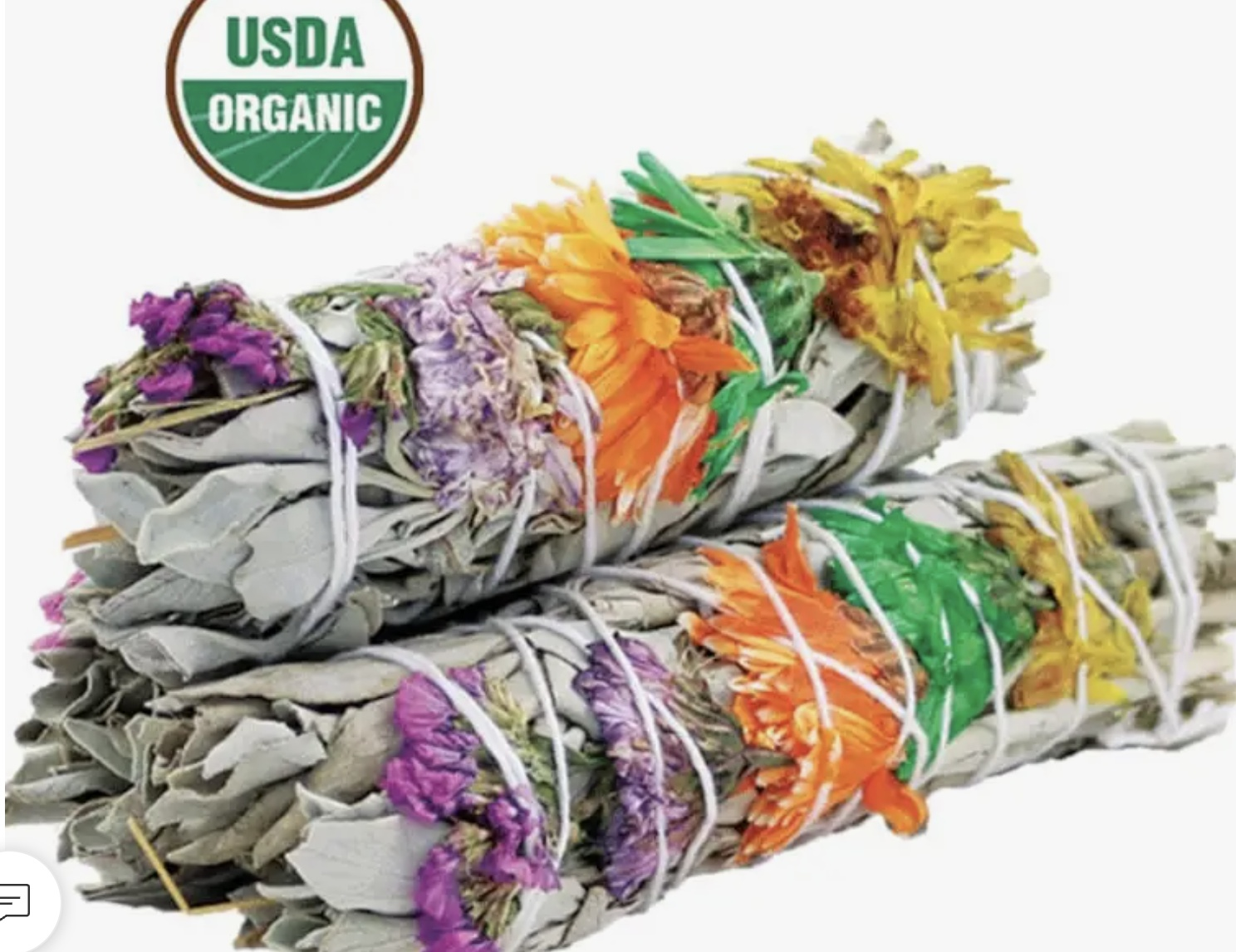 4" Good Vibes Floral White Sage Smudge
